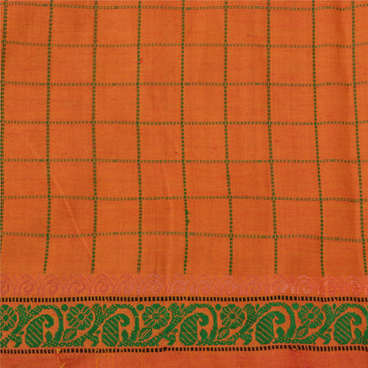 Sanskriti Vintage Green/Orange Sarees Blend Silk Woven Premium Sari Craft Sustainable Fabric