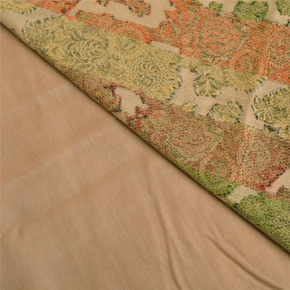 Санскритские винтажные персиковые индийские сари 100% чистый шелк тканый премиальный сари устойчивая ткань