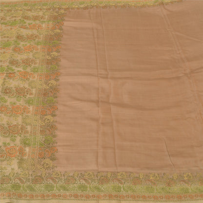 Санскритские винтажные персиковые индийские сари 100% чистый шелк тканый премиальный сари устойчивая ткань