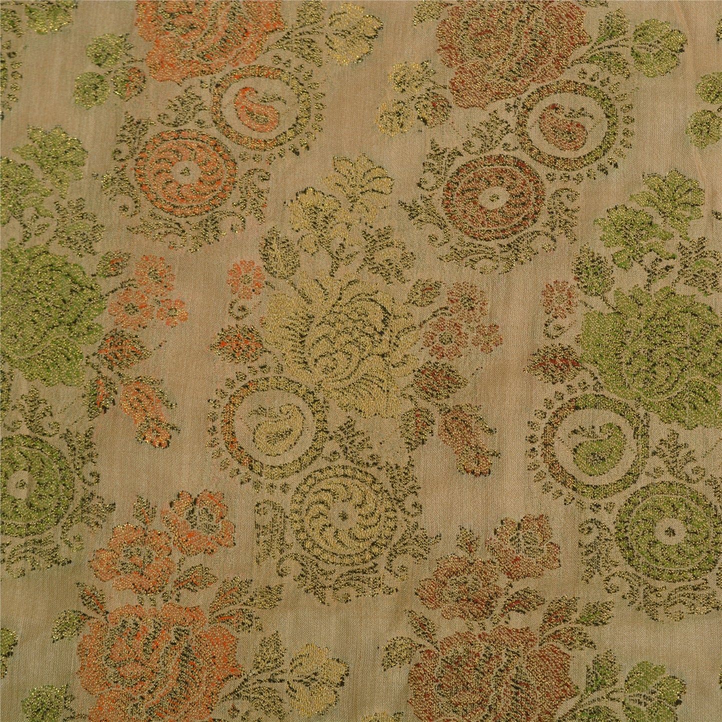 Санскритские винтажные персиковые индийские сари 100% чистый шелк тканый премиальный сари устойчивая ткань