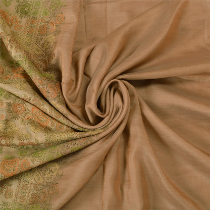 Санскритские винтажные персиковые индийские сари 100% чистый шелк тканый премиальный сари устойчивая ткань