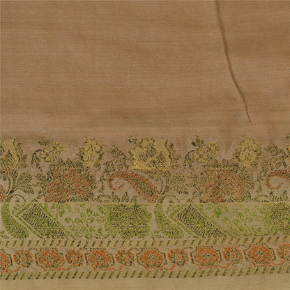 Санскритские винтажные персиковые индийские сари 100% чистый шелк тканый премиальный сари устойчивая ткань