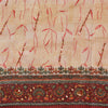 Sanskriti Vintage Pink Dark Red/Ivory Pure Silk Hand Beaded Sari Craft Sustainable Fabric