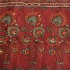 Sanskriti Vintage Pink Dark Red/Ivory Pure Silk Hand Beaded Sari Craft Sustainable Fabric