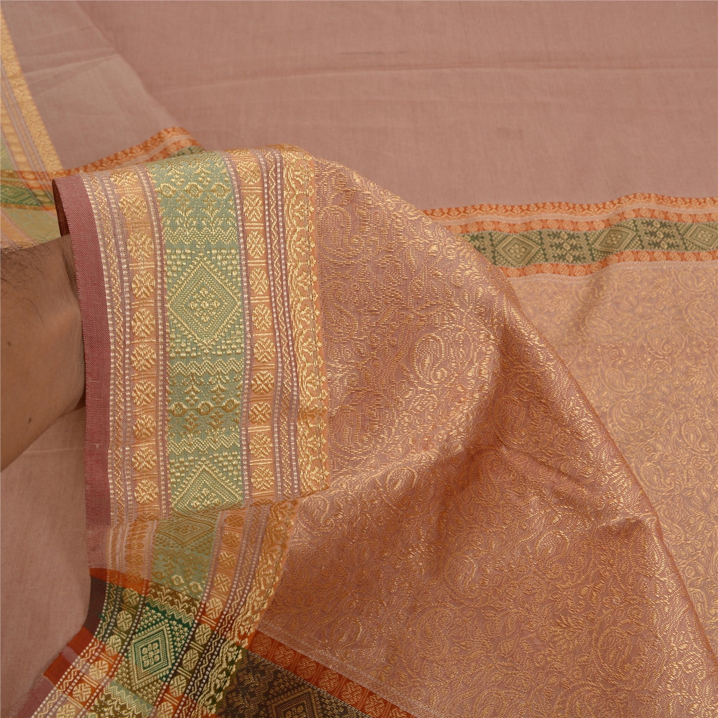 Sanskriti Vintage Pink Indian Sarees Blend Silk Woven Premium Sari Craft Sustainable Fabric