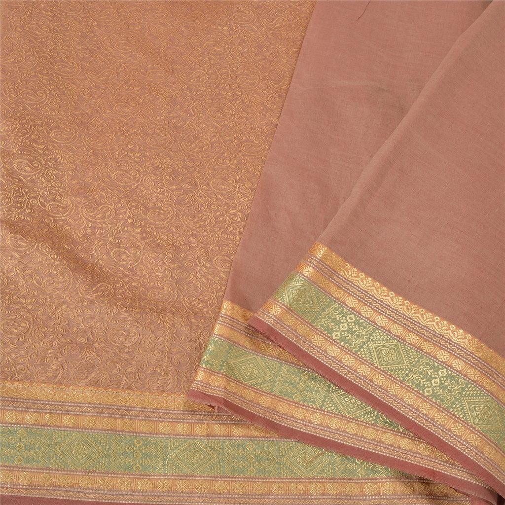 Sanskriti Vintage Pink Indian Sarees Blend Silk Woven Premium Sari Craft Sustainable Fabric