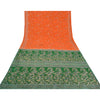Sanskriti Vintage Green/Orange Sarees Pure Silk Hand Beaded Premium Sari Sustainable Fabric