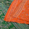 Sanskriti Vintage Green/Orange Sarees Pure Silk Hand Beaded Premium Sari Sustainable Fabric