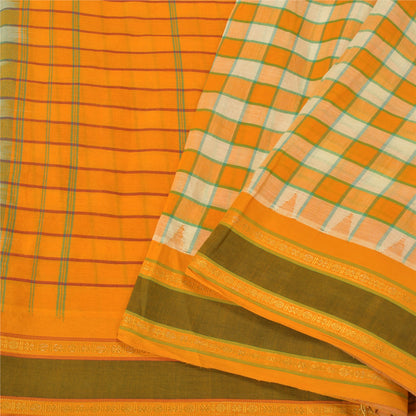 Сари из шафрана в винтажном стиле на санскрите из чистого хлопка, тканая ткань Chettinad Premium Sari, устойчивая ткань