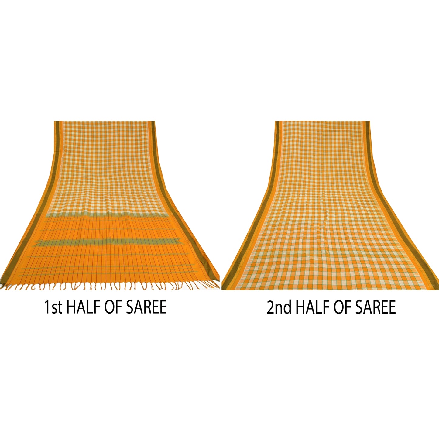 Сари из шафрана в винтажном стиле на санскрите из чистого хлопка, тканая ткань Chettinad Premium Sari, устойчивая ткань