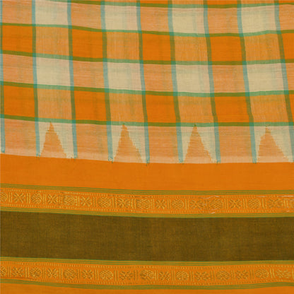 Сари из шафрана в винтажном стиле на санскрите из чистого хлопка, тканая ткань Chettinad Premium Sari, устойчивая ткань