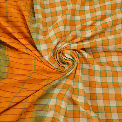 Сари из шафрана в винтажном стиле на санскрите из чистого хлопка, тканая ткань Chettinad Premium Sari, устойчивая ткань