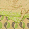 Sanskriti Vintage Cream Indian Sarees Cotton Silk Woven Premium Sari 5 YD Sustainable Fabric