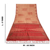 Sanskriti Vintage Cream/Dark Red Sarees Pure Silk Block Printed Sari Sustainable Fabric