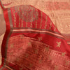 Sanskriti Vintage Cream/Dark Red Sarees Pure Silk Block Printed Sari Sustainable Fabric