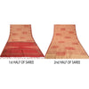 Sanskriti Vintage Cream/Dark Red Sarees Pure Silk Block Printed Sari Sustainable Fabric