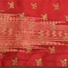 Sanskriti Vintage Cream/Dark Red Sarees Pure Silk Block Printed Sari Sustainable Fabric