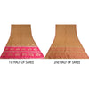 Sanskriti Vintage Pink/Brown Sarees Cotton Silk Woven Brocade Sari Craft Sustainable Fabric