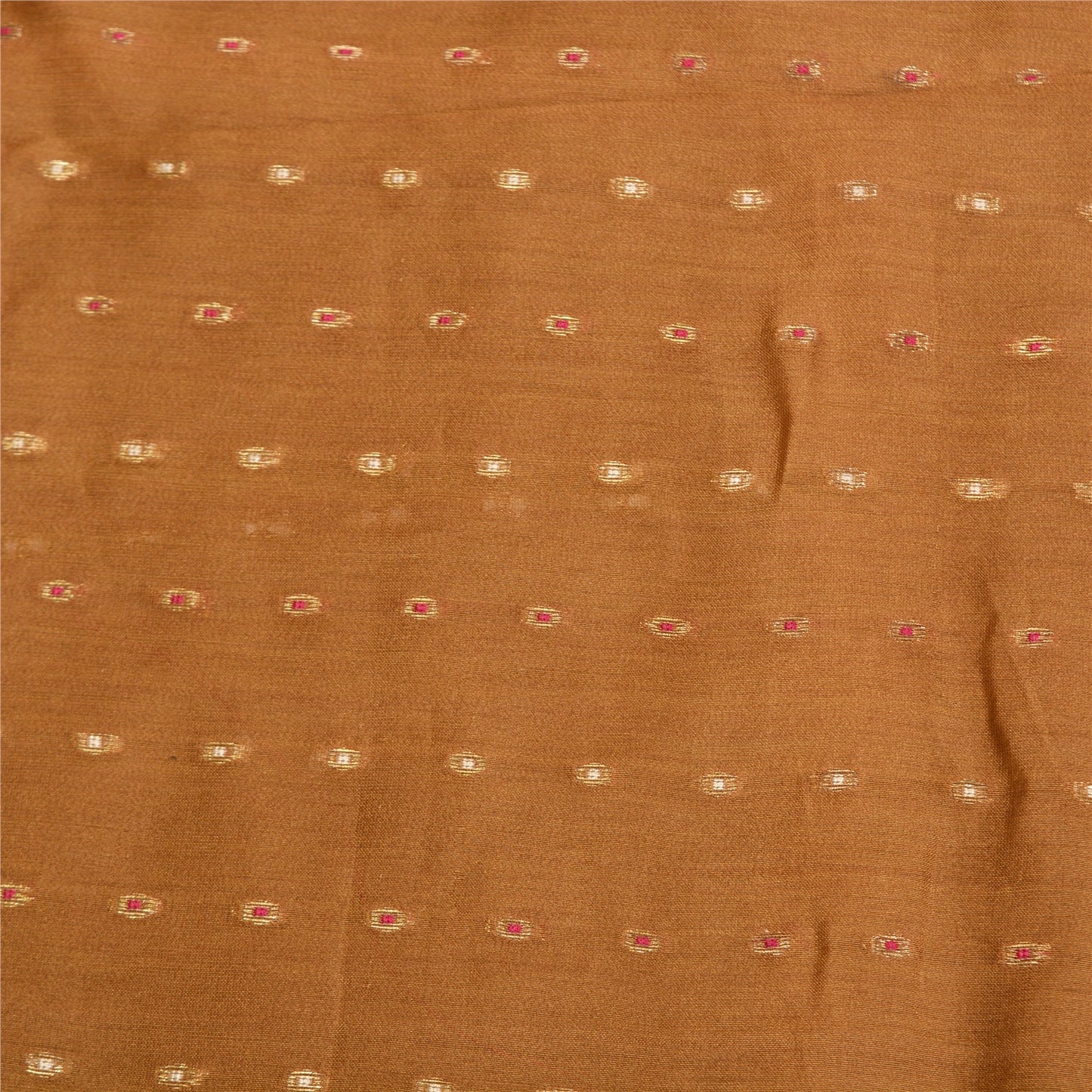Sanskriti Vintage Pink/Brown Sarees Cotton Silk Woven Brocade Sari Craft Sustainable Fabric