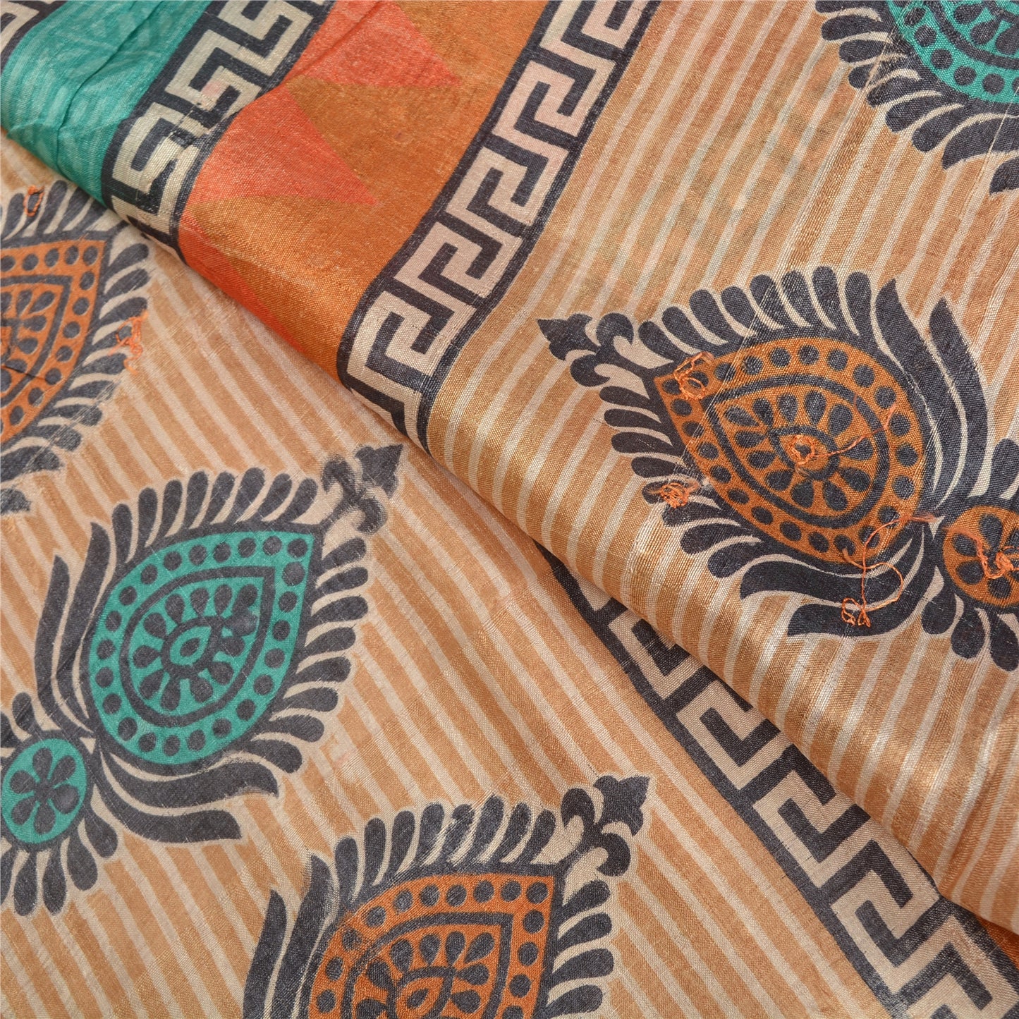 Sanskriti Vintage Red Indian Sarees 100% Pure Silk Hand Beaded Sari Craft Sustainable Fabric