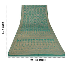 Load image into Gallery viewer, Sanskriti Vintage Green Sarees 100% Pure Silk Woven Premium Sari Craft Fabric
