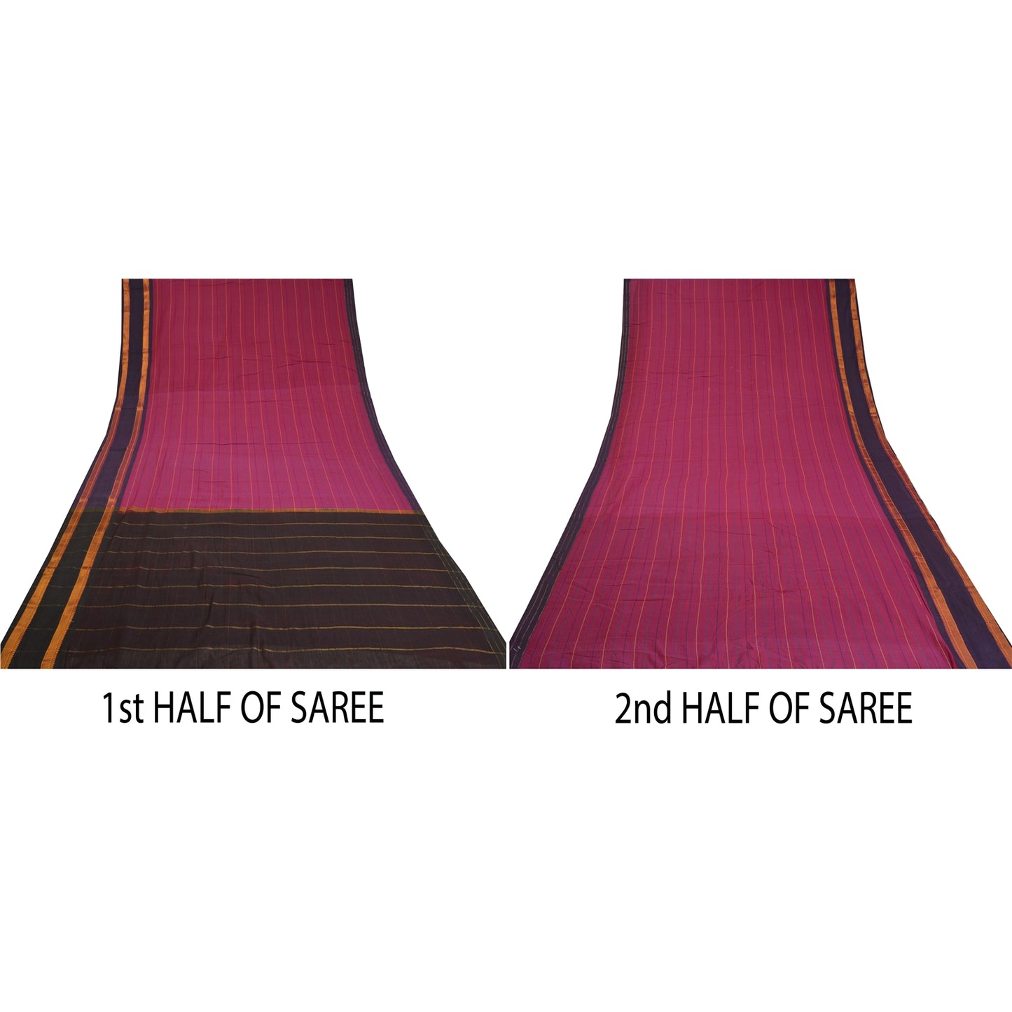 Sanskriti Vintage Pink/Mørkebrun Indisk Sari Blandet Silke Vævet Sari Bæredygtigt Stoff