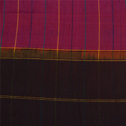 Sanskriti Vintage Pink/Mørkebrun Indisk Sari Blandet Silke Vævet Sari Bæredygtigt Stoff