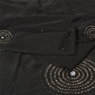 Sanskriti Vintage Black Sarees Pure Crepe Silk Embroidered Premium Sari Fabric