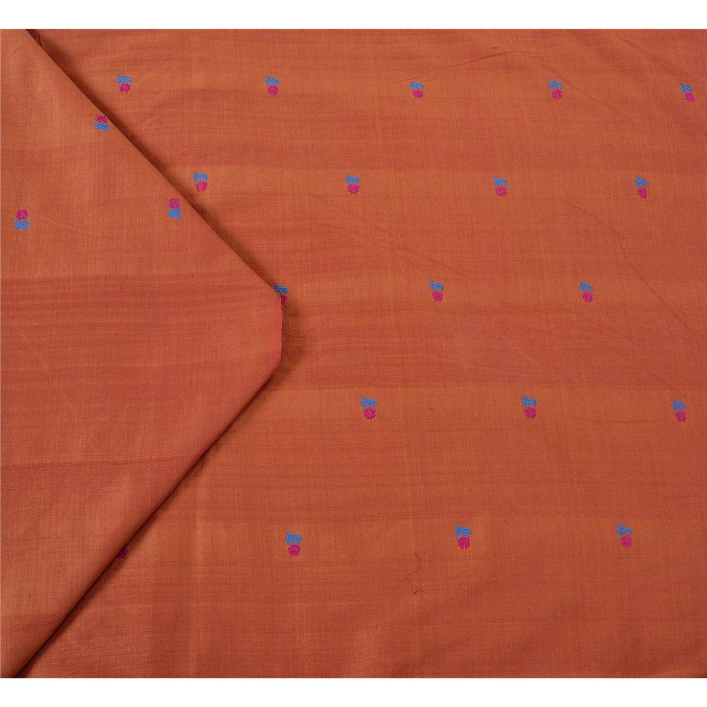 Sanskriti Vintage Rusty Orange Sarees Blend Silk Hand-Woven Sari Craft Sustainable Fabric