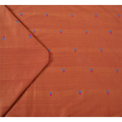 Sanskriti Vintage Rusty Orange Sarees Blend Silk Hand-Woven Sari Craft Sustainable Fabric