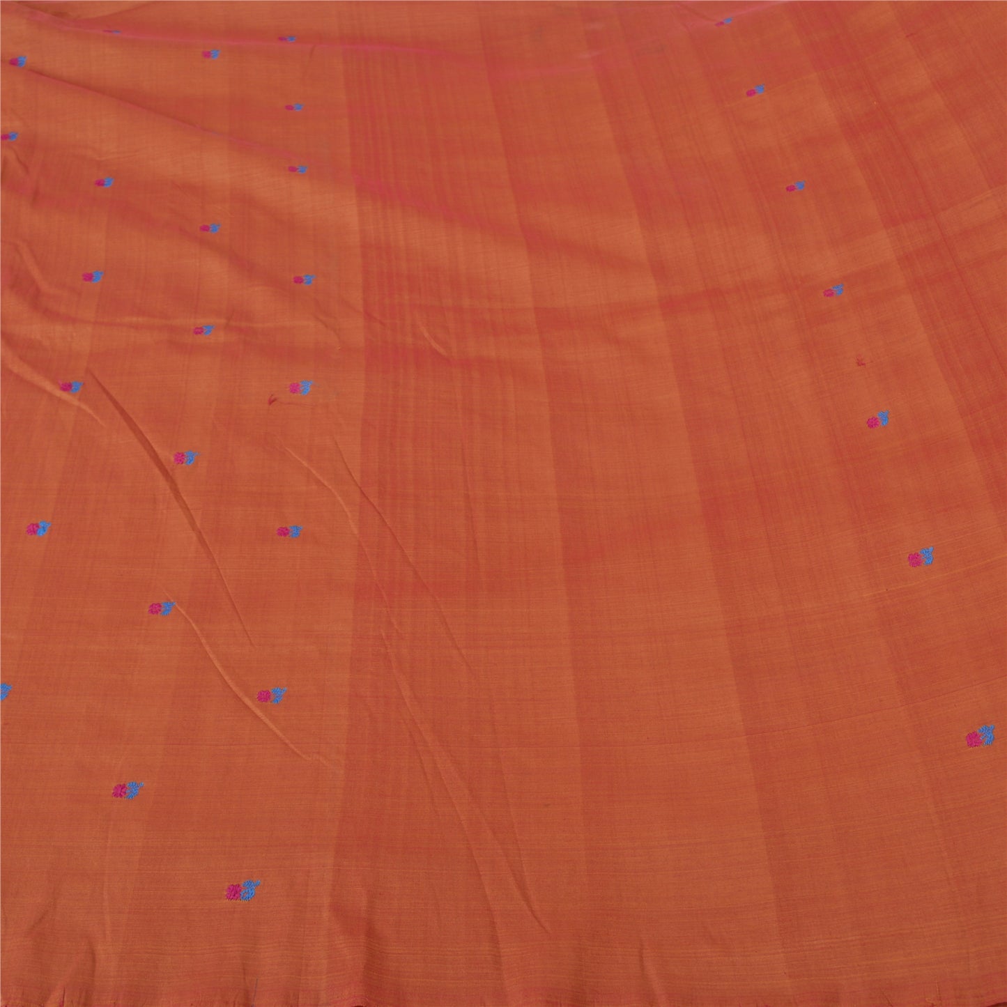 Sanskriti Vintage Rusty Orange Sarees Blend Silk Hand-Woven Sari Craft Sustainable Fabric