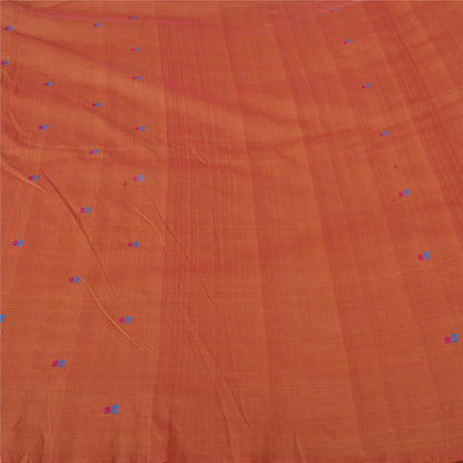 Sanskriti Vintage Rusty Orange Sarees Blend Silk Hand-Woven Sari Craft Sustainable Fabric