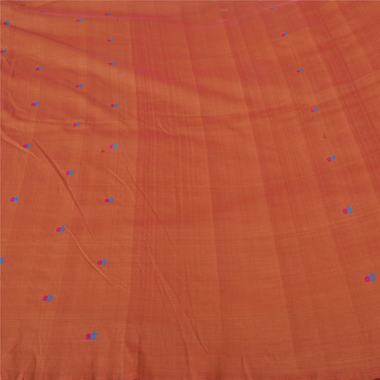Sanskriti Vintage Rusty Orange Sarees Blend Silk Hand-Woven Sari Craft Sustainable Fabric