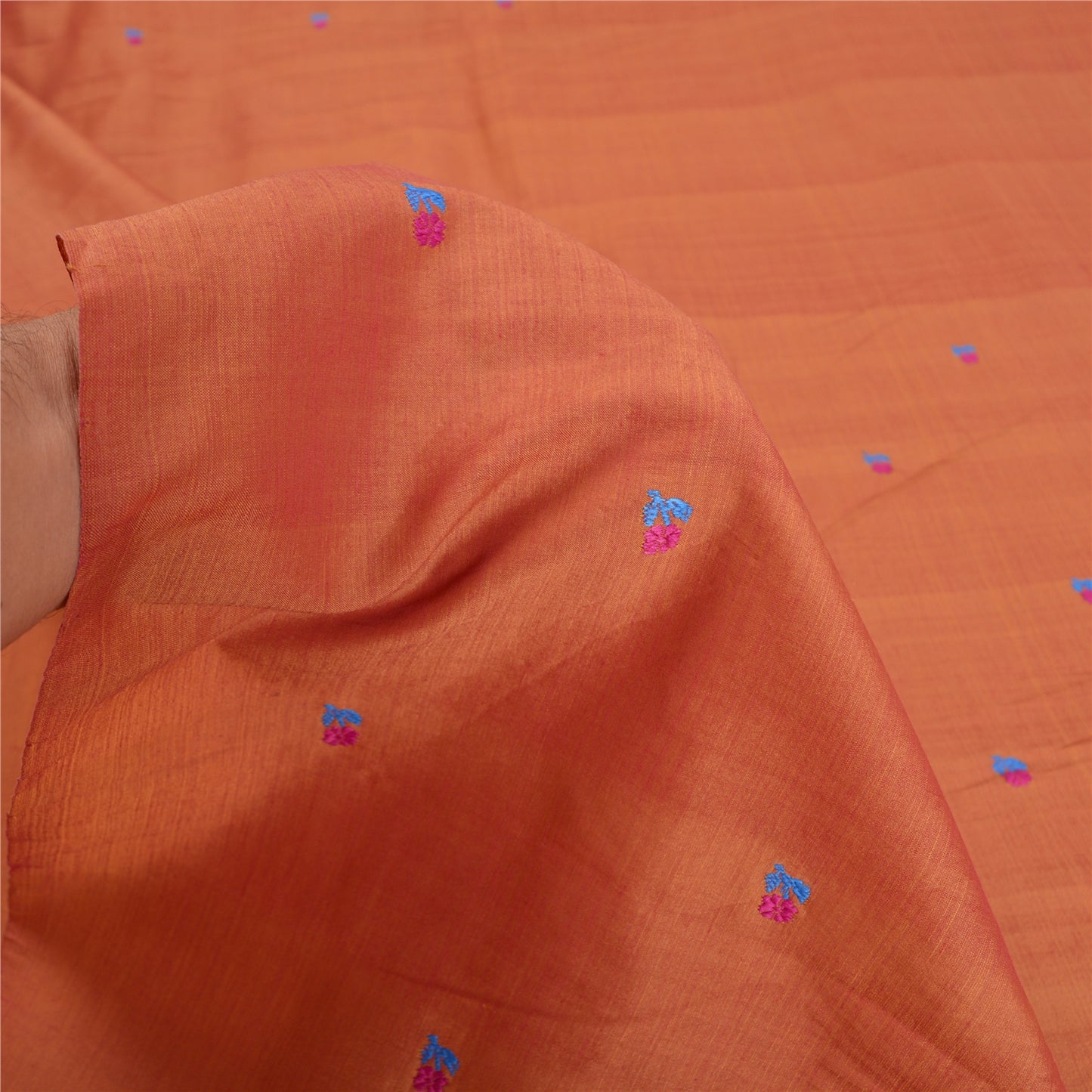 Sanskriti Vintage Rusty Orange Sarees Blend Silk Hand-Woven Sari Craft Sustainable Fabric