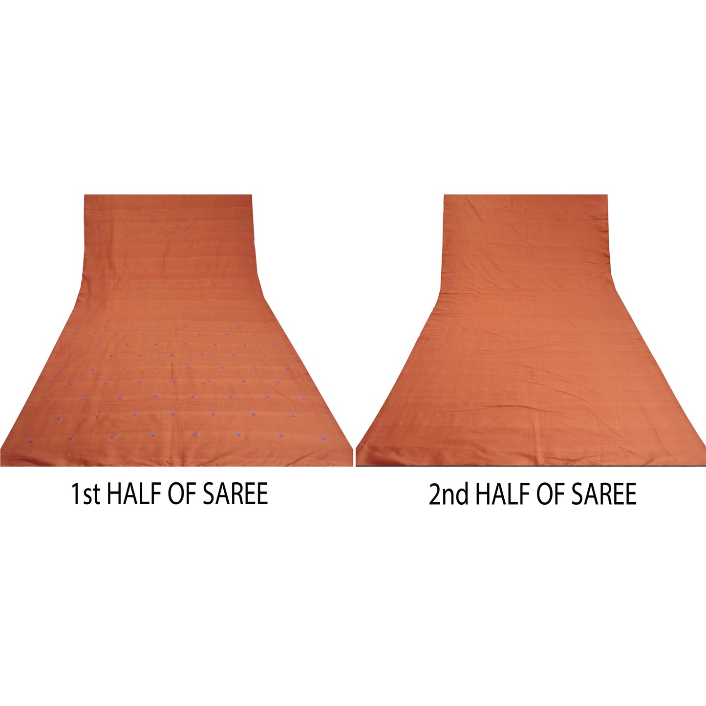 Sanskriti Vintage Rusty Orange Sarees Blend Silk Hand-Woven Sari Craft Sustainable Fabric