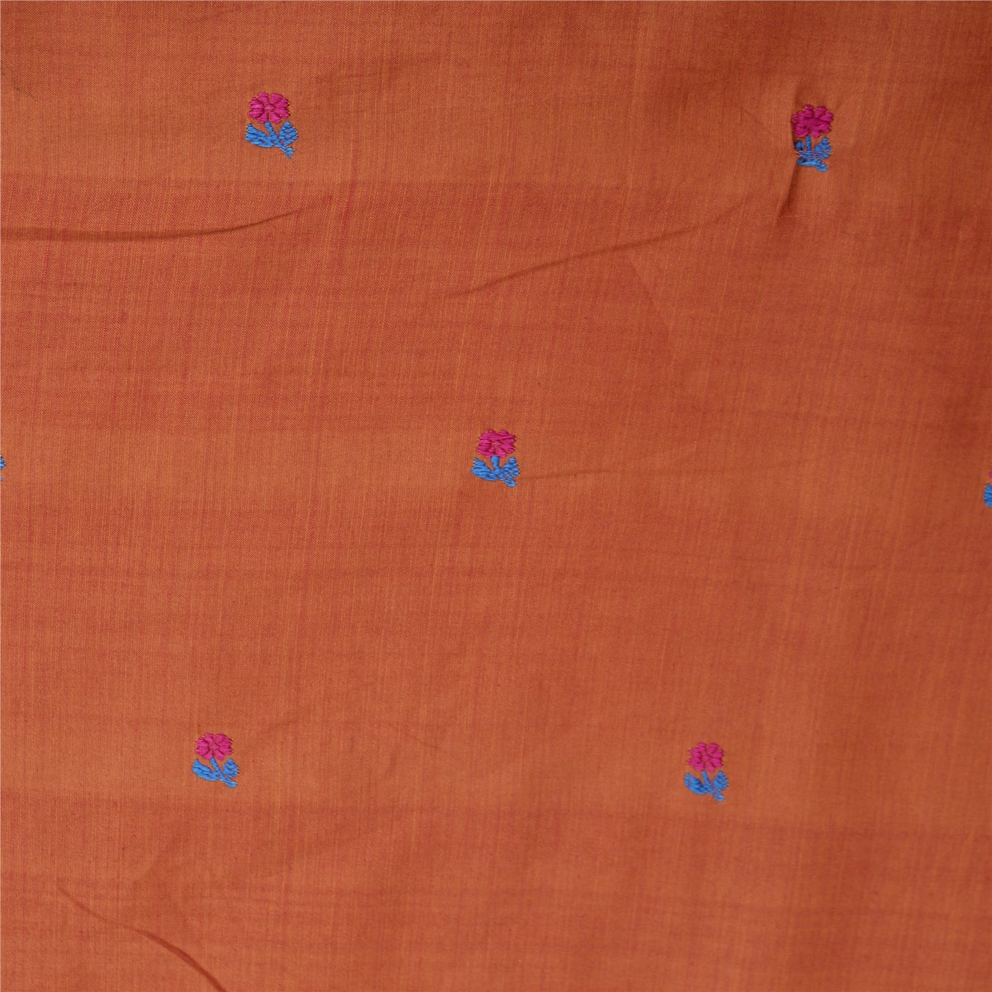 Sanskriti Vintage Rusty Orange Sarees Blend Silk Hand-Woven Sari Craft Sustainable Fabric