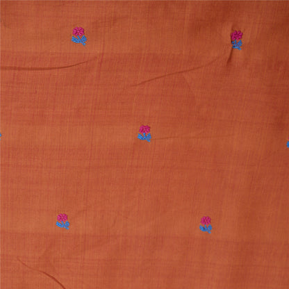 Sanskriti Vintage Rusty Orange Sarees Blend Silk Hand-Woven Sari Craft Sustainable Fabric