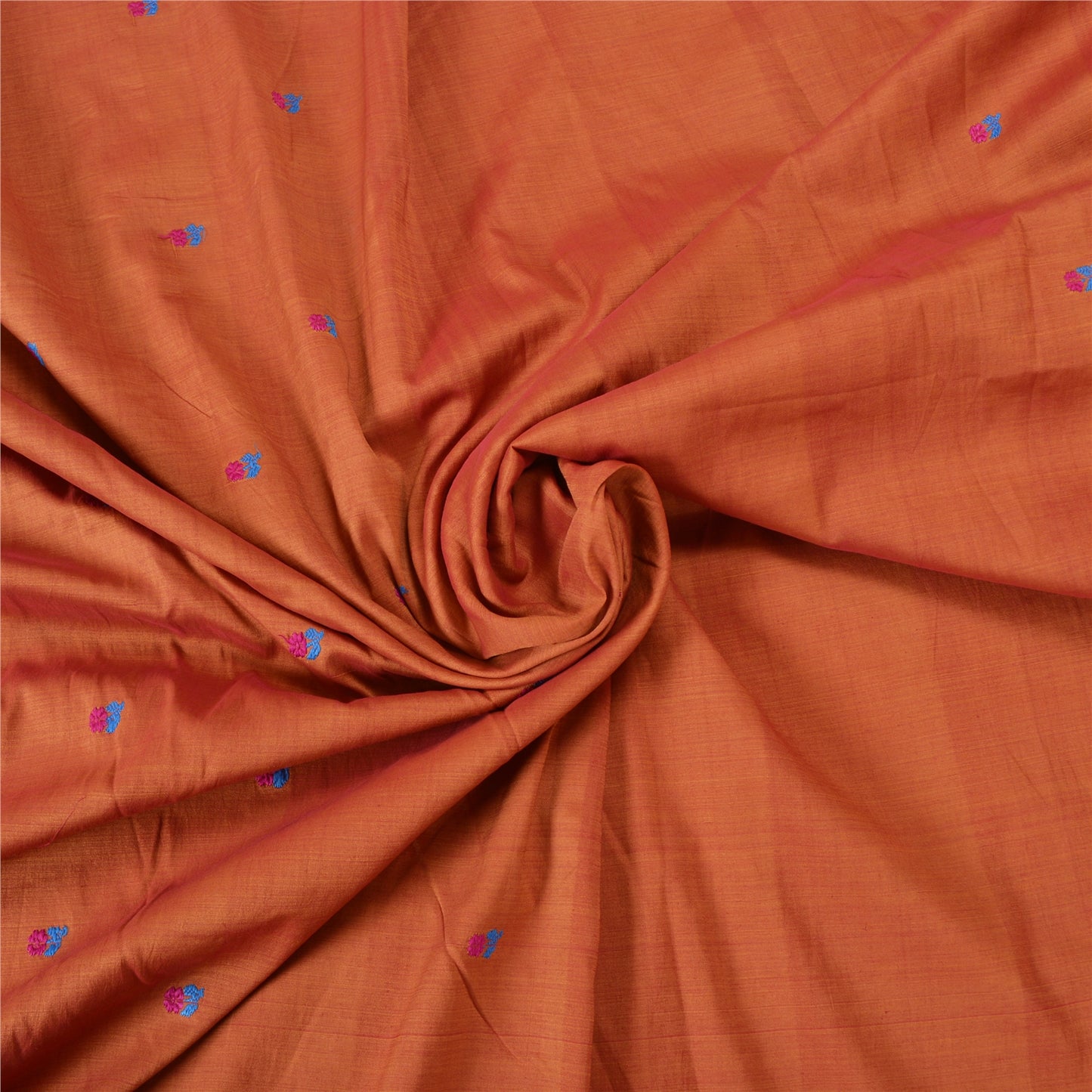 Sanskriti Vintage Rusty Orange Sarees Blend Silk Hand-Woven Sari Craft Sustainable Fabric