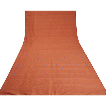 Sanskriti Vintage Rusty Orange Sarees Blend Silk Hand-Woven Sari Craft Sustainable Fabric