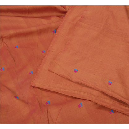 Sanskriti Vintage Rusty Orange Sarees Blend Silk Hand-Woven Sari Craft Sustainable Fabric