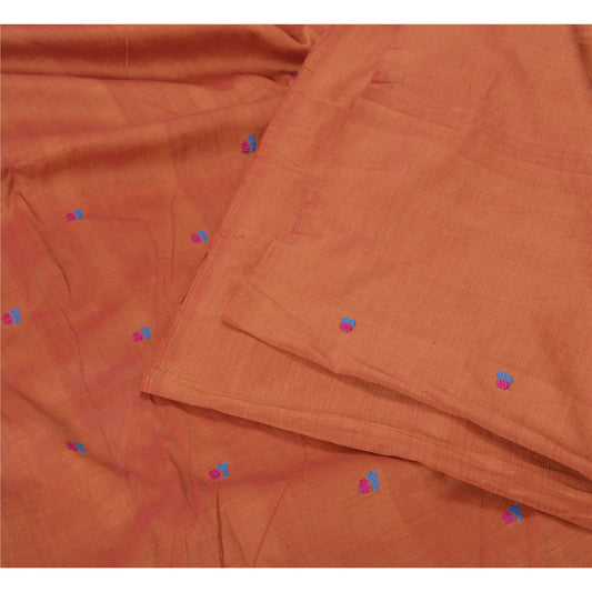 Sanskriti Vintage Rusty Orange Sarees Blend Silk Hand-Woven Sari Craft Sustainable Fabric