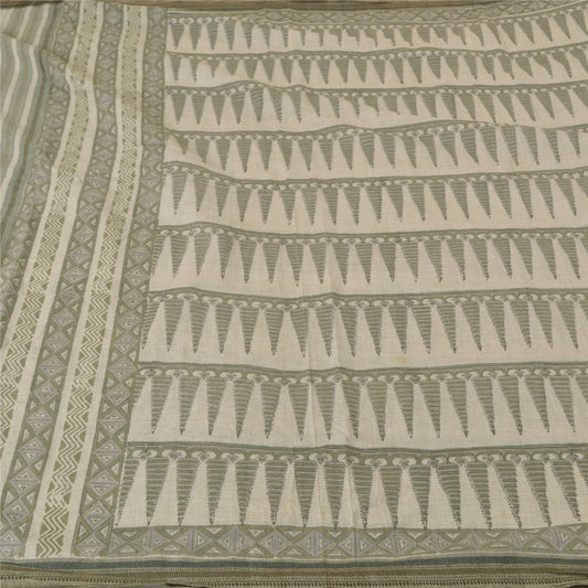 Sanskriti Vintage Grey Sarees 100% Pure Cotton Hand-Block Printed Sari Sustainable Fabric