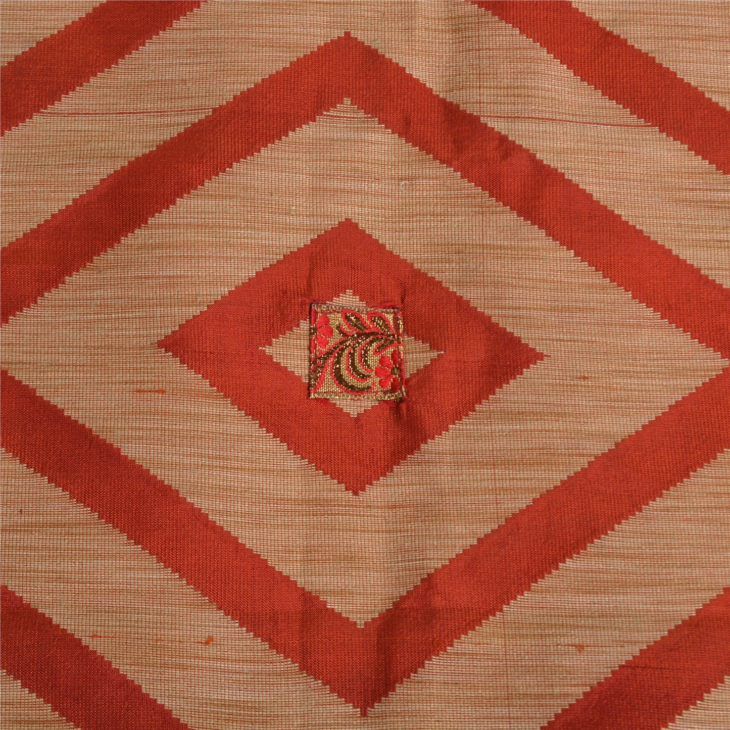 Sanskriti Vintage Orange Sarees 100% Pure Silk Woven Premium Sari Craft Sustainable Fabric