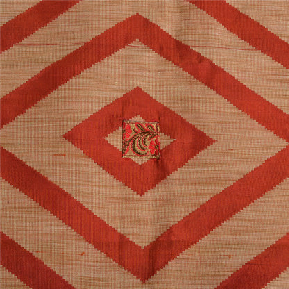 Sanskriti Vintage Orange Sarees 100% Pure Silk Woven Premium Sari Craft Sustainable Fabric