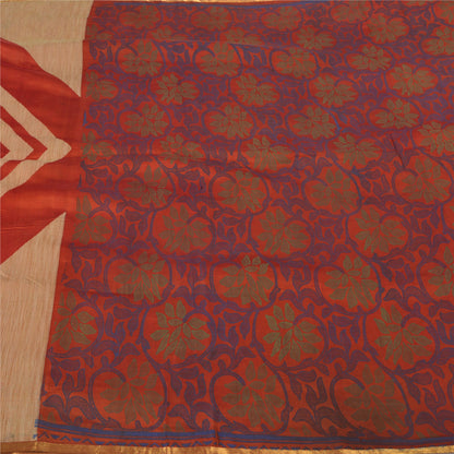 Sanskriti Vintage Orange Sarees 100% Pure Silk Woven Premium Sari Craft Sustainable Fabric