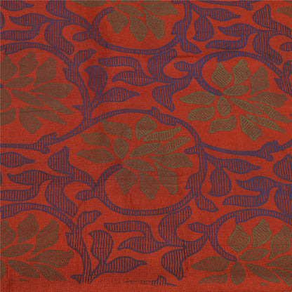 Sanskriti Vintage Orange Sarees 100% Pure Silk Woven Premium Sari Craft Sustainable Fabric