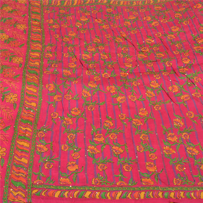 Sanskriti Vintage Pink Indian Sarees 100% Pure Silk Woven Sari 5 Yard Sustainable Fabric