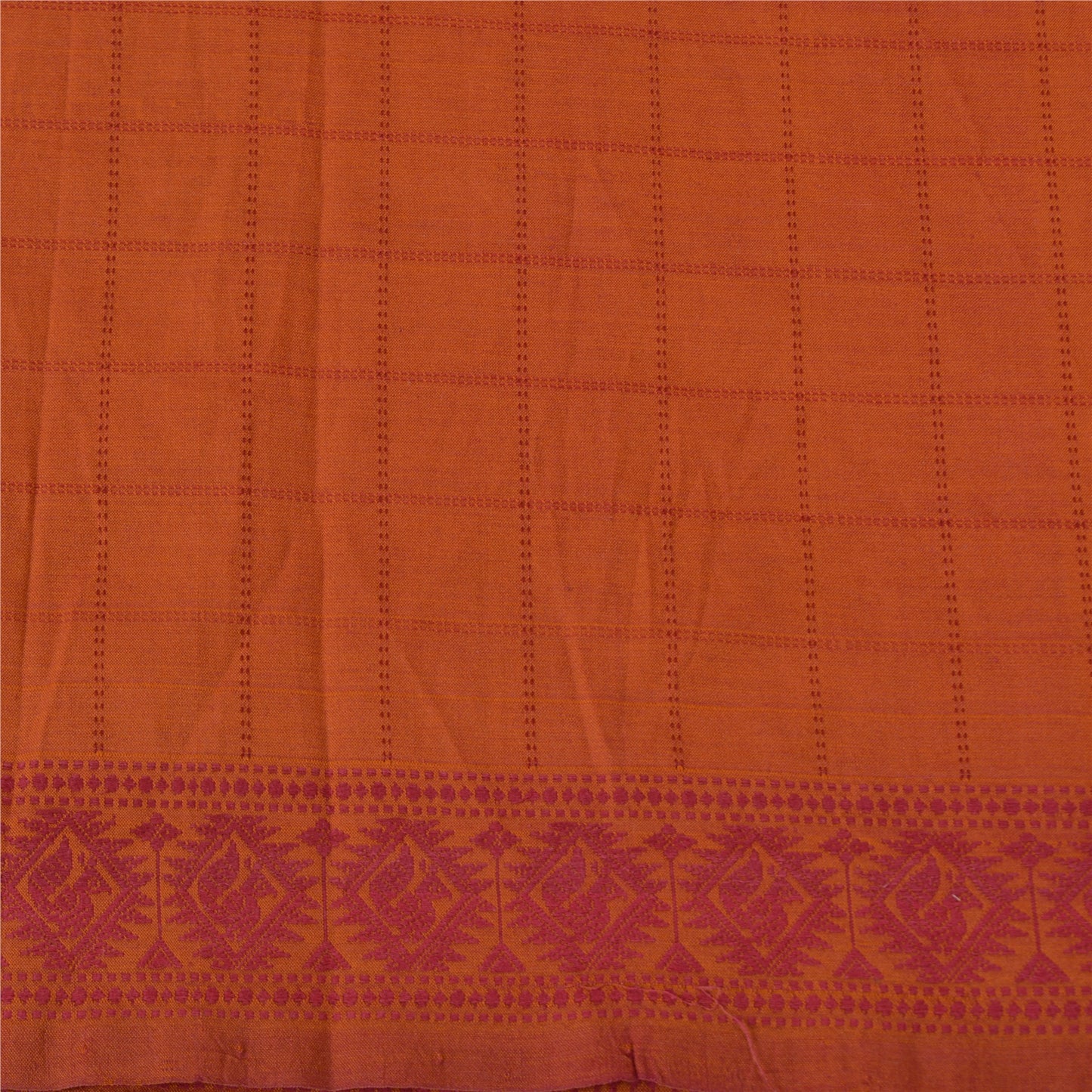 Sanskriti Vintage Orange Sarees Blend Silk Baluchari Woven Premium Sari Sustainable Fabric