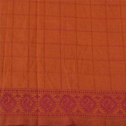 Sanskriti Vintage Orange Sarees Blend Silk Baluchari Woven Premium Sari Sustainable Fabric