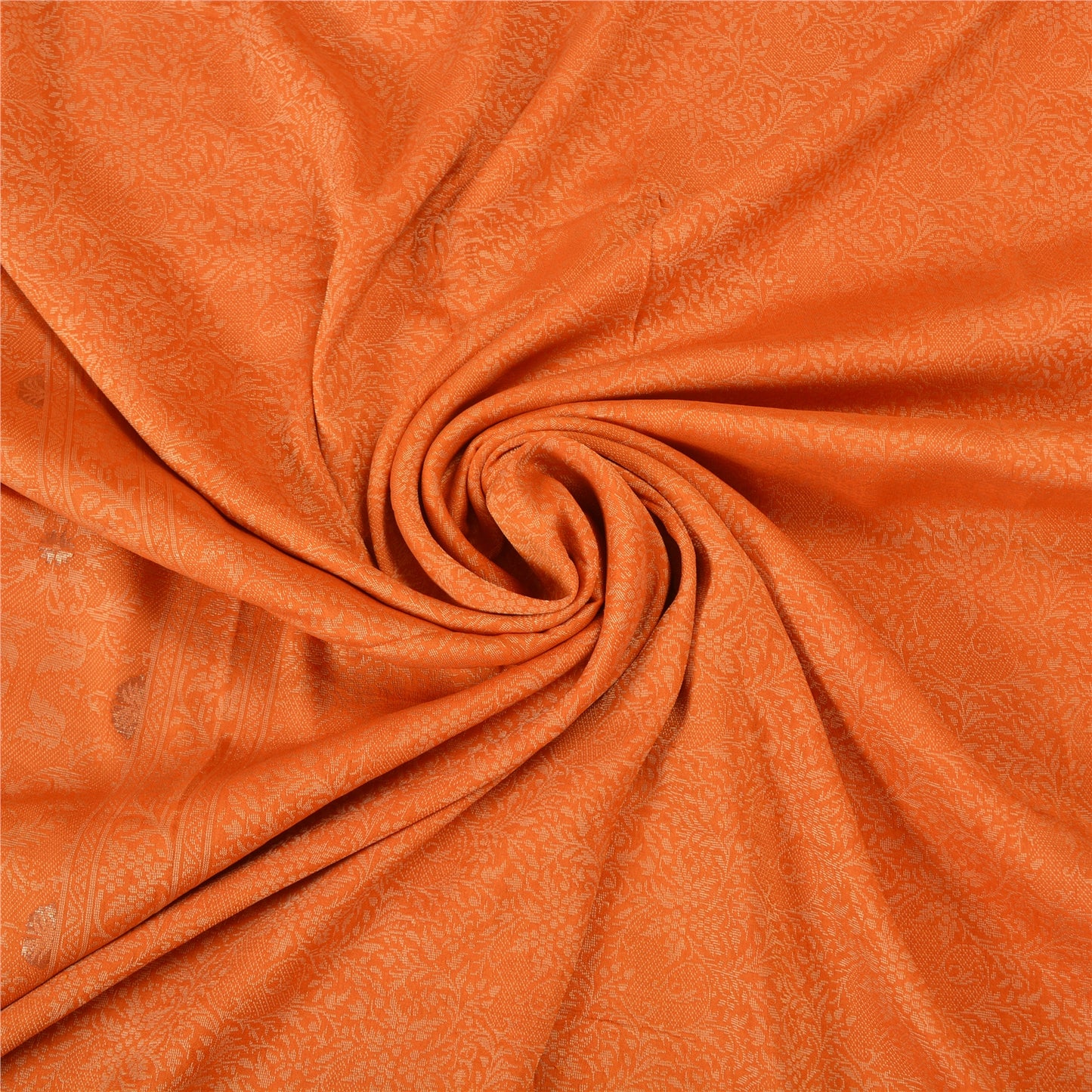 Sanskriti Vintage Orange Sarees 100% Pure Silk Woven Premium Sari Craft Sustainable Fabric